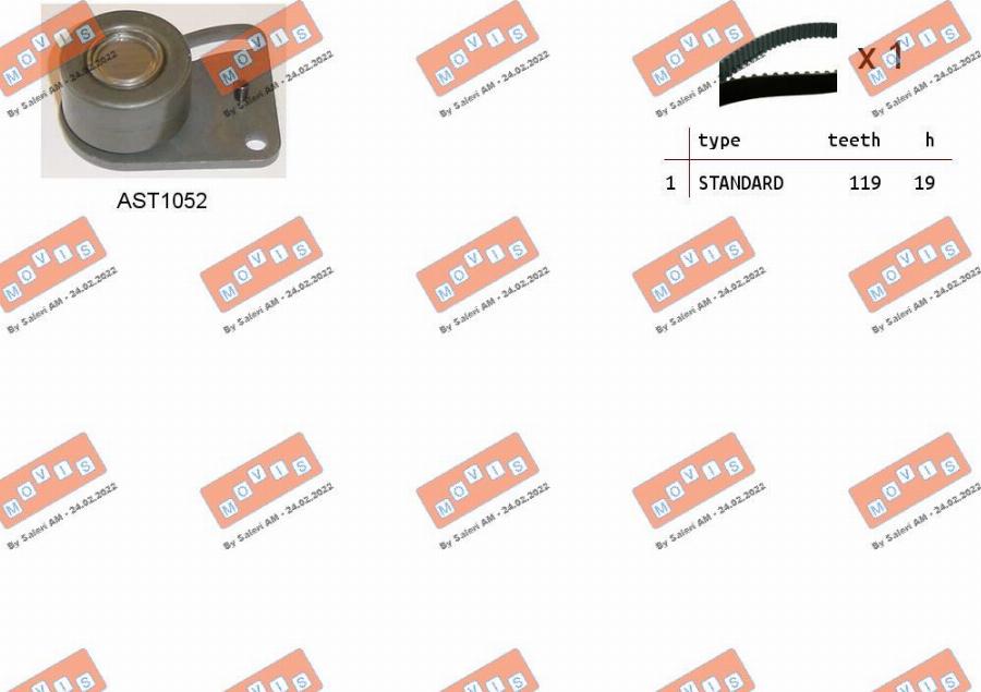 MOVIS ASTK0974 - Комплект зубчатого ремня ГРМ autospares.lv