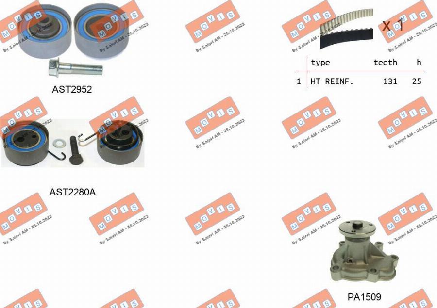 MOVIS ASTK0868APA - Водяной насос + комплект зубчатого ремня ГРМ autospares.lv