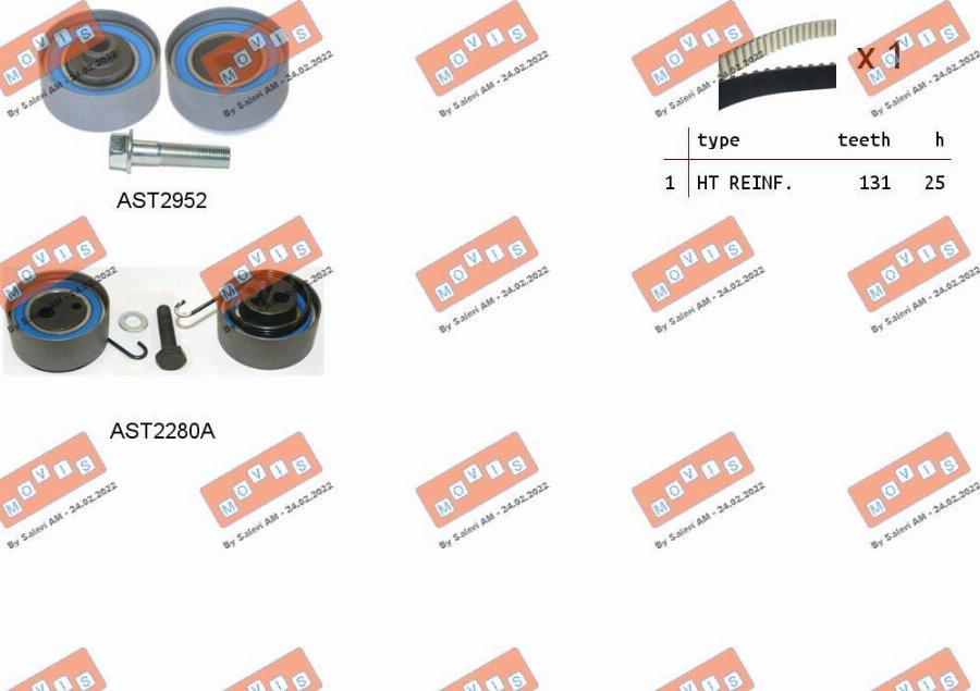 MOVIS ASTK0868A - Комплект зубчатого ремня ГРМ autospares.lv