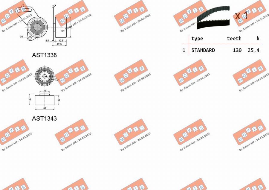 MOVIS ASTK0873 - Комплект зубчатого ремня ГРМ autospares.lv