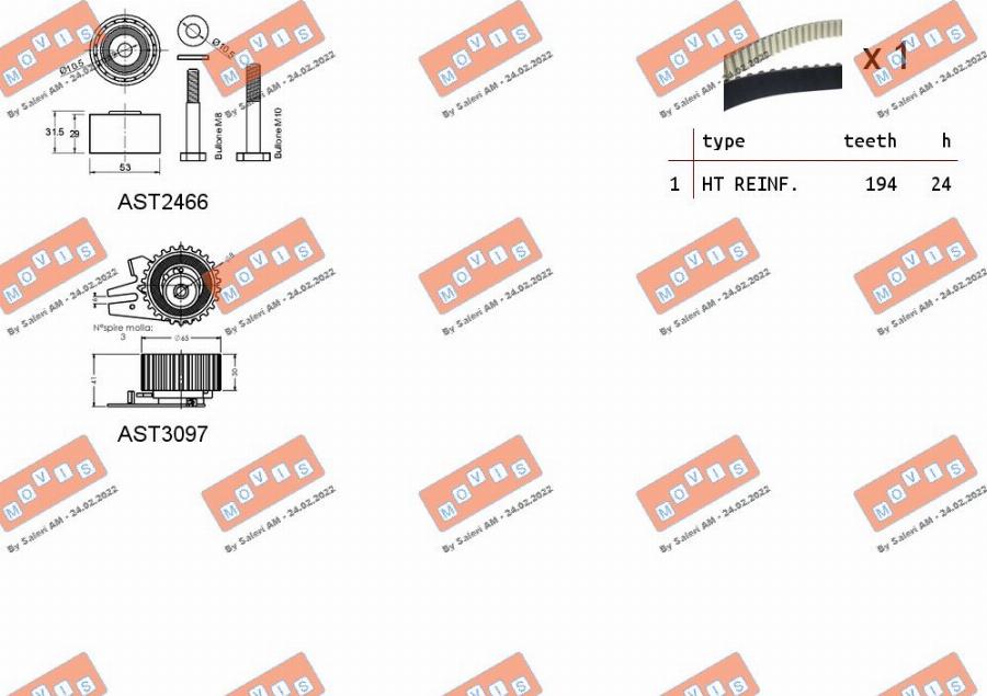 MOVIS ASTK1094 - Комплект зубчатого ремня ГРМ autospares.lv