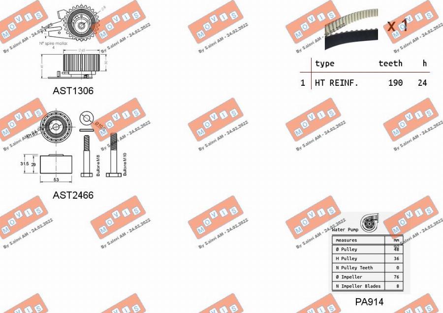 MOVIS ASTK1093PA - Водяной насос + комплект зубчатого ремня ГРМ autospares.lv