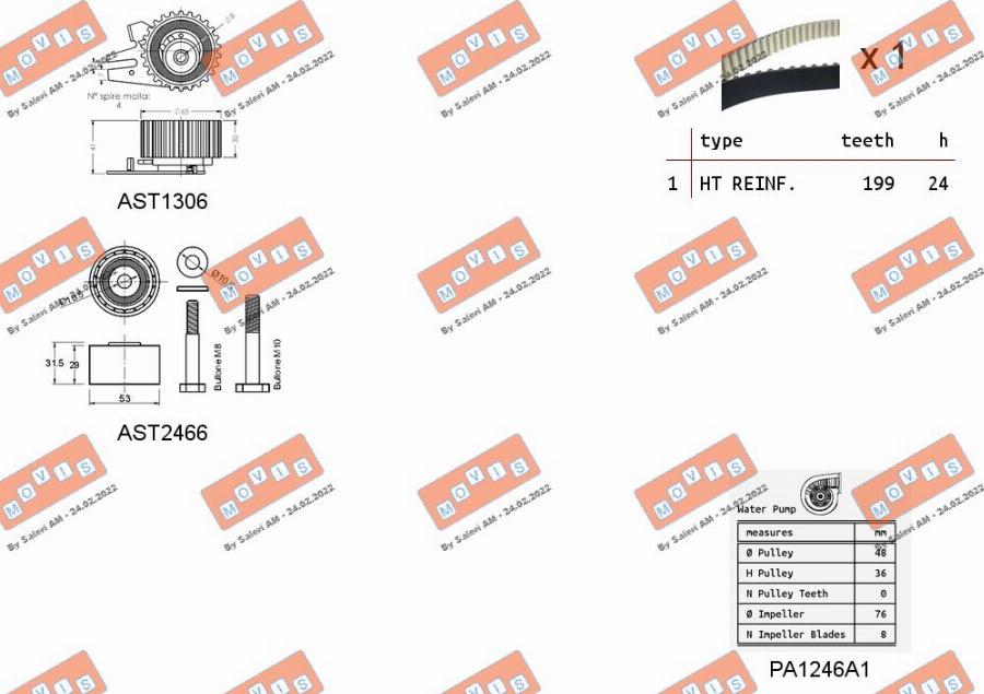 MOVIS ASTK1058PA - Водяной насос + комплект зубчатого ремня ГРМ autospares.lv