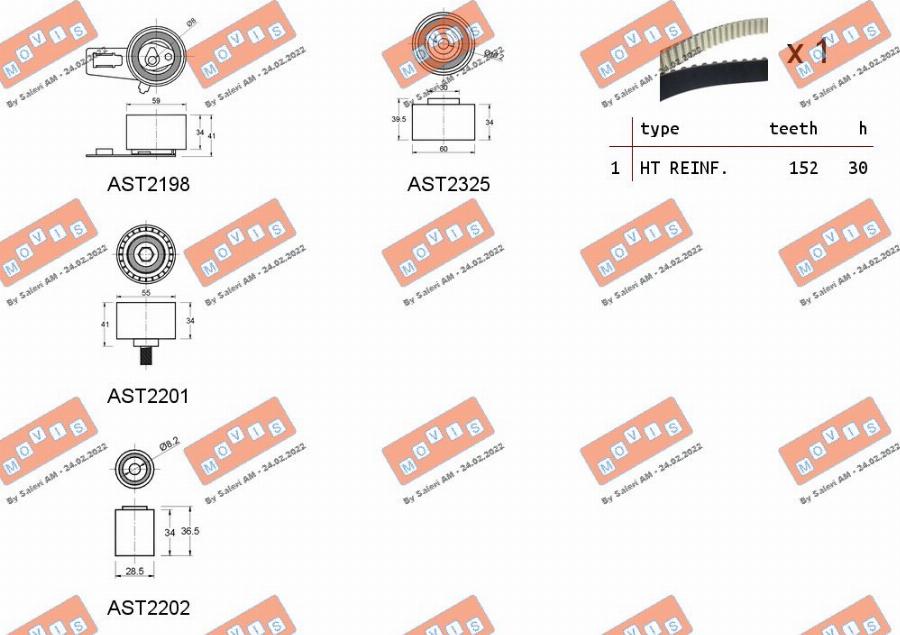 MOVIS ASTK1068 - Комплект зубчатого ремня ГРМ autospares.lv