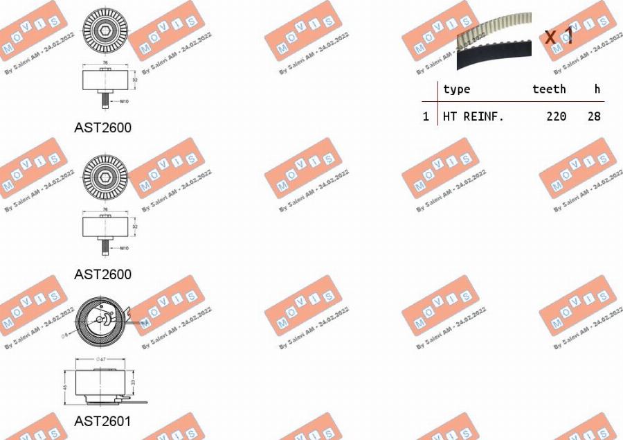 MOVIS ASTK1067 - Комплект зубчатого ремня ГРМ autospares.lv