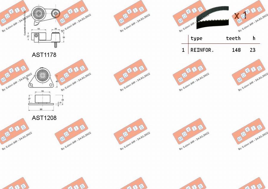 MOVIS ASTK1011 - Комплект зубчатого ремня ГРМ autospares.lv