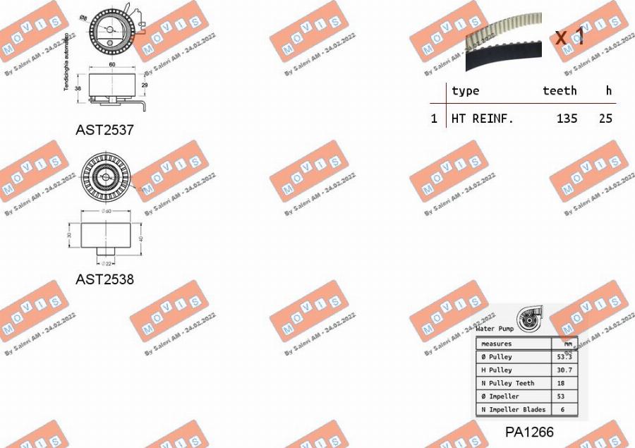 MOVIS ASTK1080PA - Водяной насос + комплект зубчатого ремня ГРМ autospares.lv