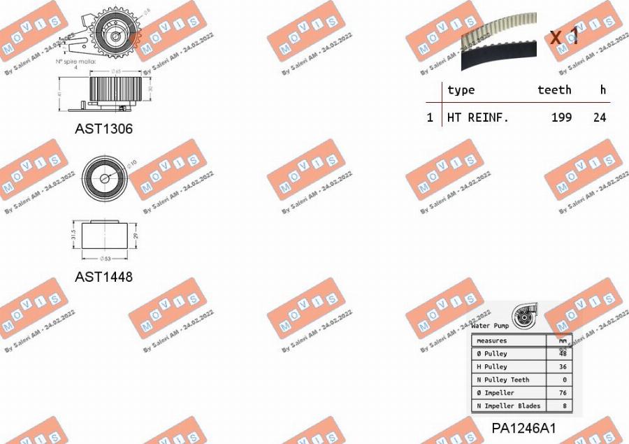 MOVIS ASTK1088PA - Водяной насос + комплект зубчатого ремня ГРМ autospares.lv