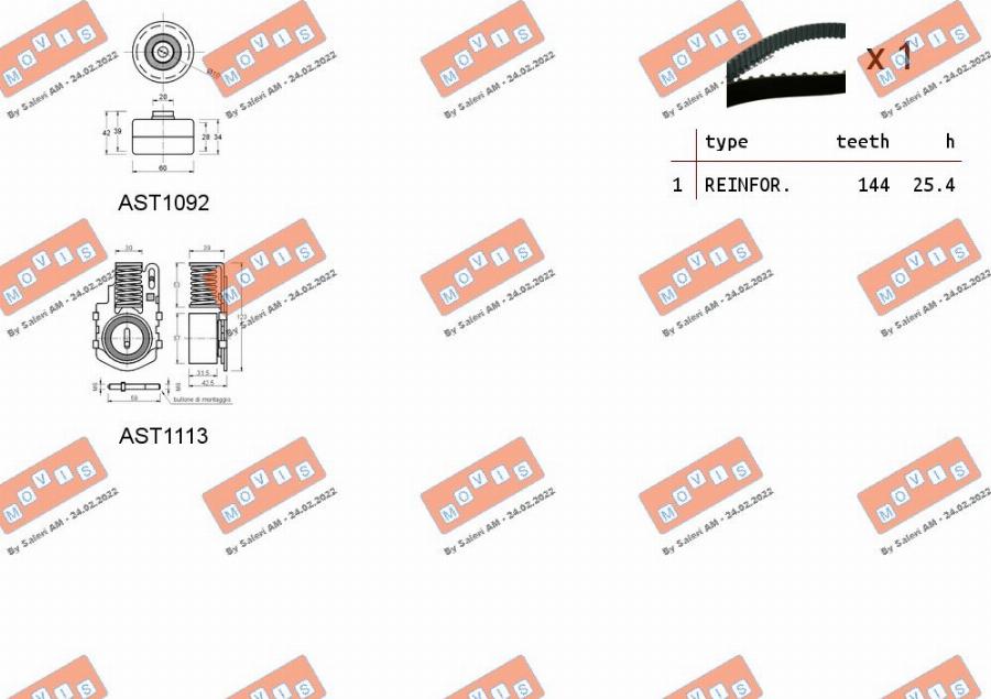 MOVIS ASTK1037 - Комплект зубчатого ремня ГРМ autospares.lv