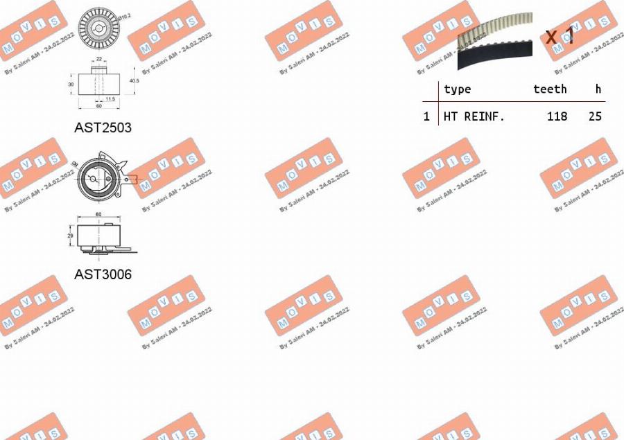 MOVIS ASTK1075 - Комплект зубчатого ремня ГРМ autospares.lv