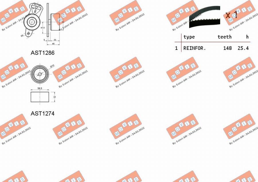 MOVIS ASTK1141 - Комплект зубчатого ремня ГРМ autospares.lv