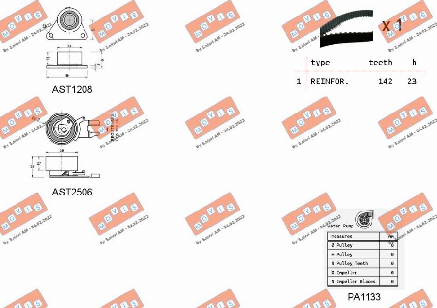 MOVIS ASTK1154PA - Водяной насос + комплект зубчатого ремня ГРМ autospares.lv