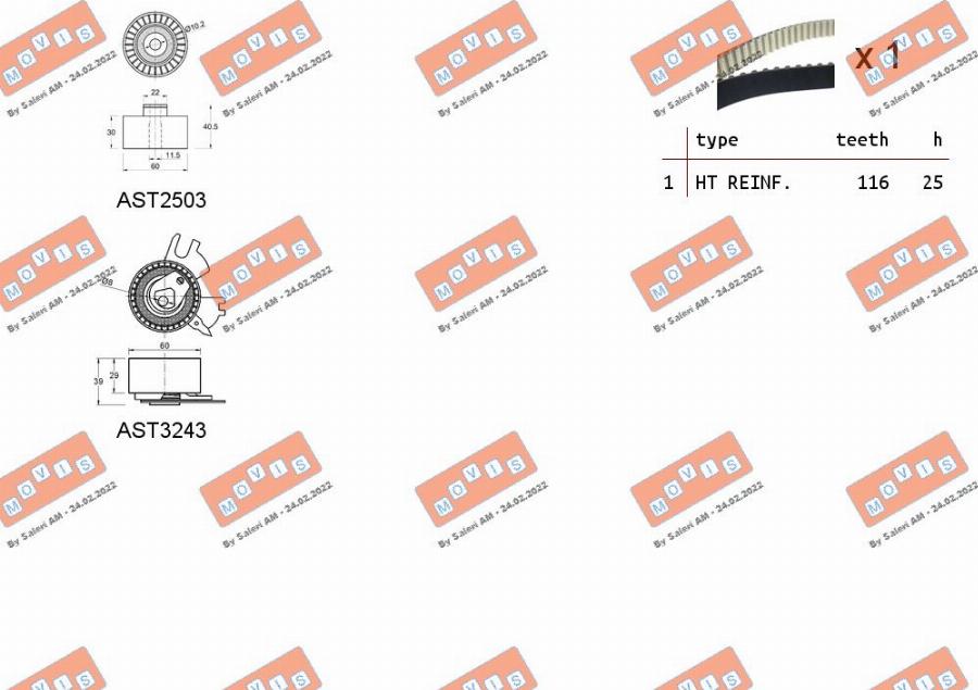 MOVIS ASTK1157 - Комплект зубчатого ремня ГРМ autospares.lv