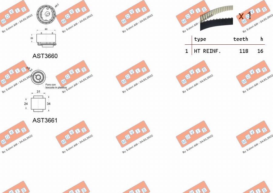 MOVIS ASTK1167 - Комплект зубчатого ремня ГРМ autospares.lv