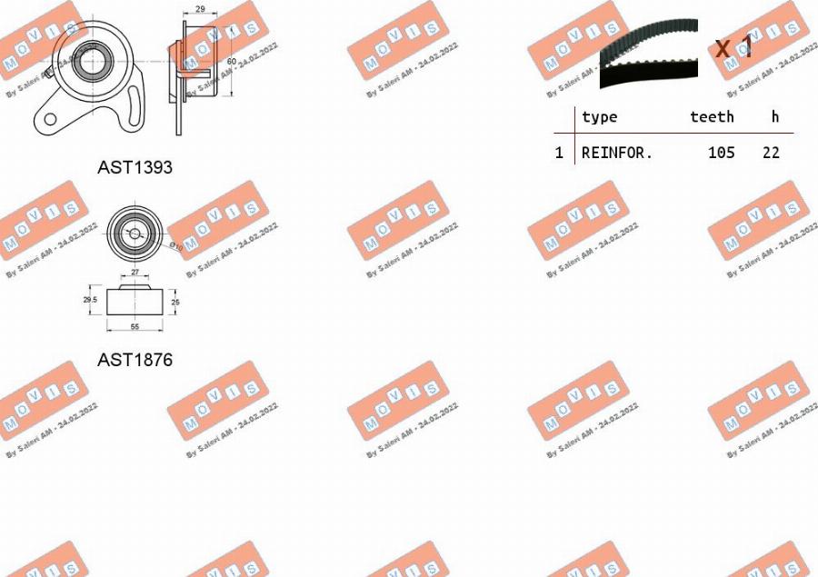 MOVIS ASTK1104 - Комплект зубчатого ремня ГРМ autospares.lv