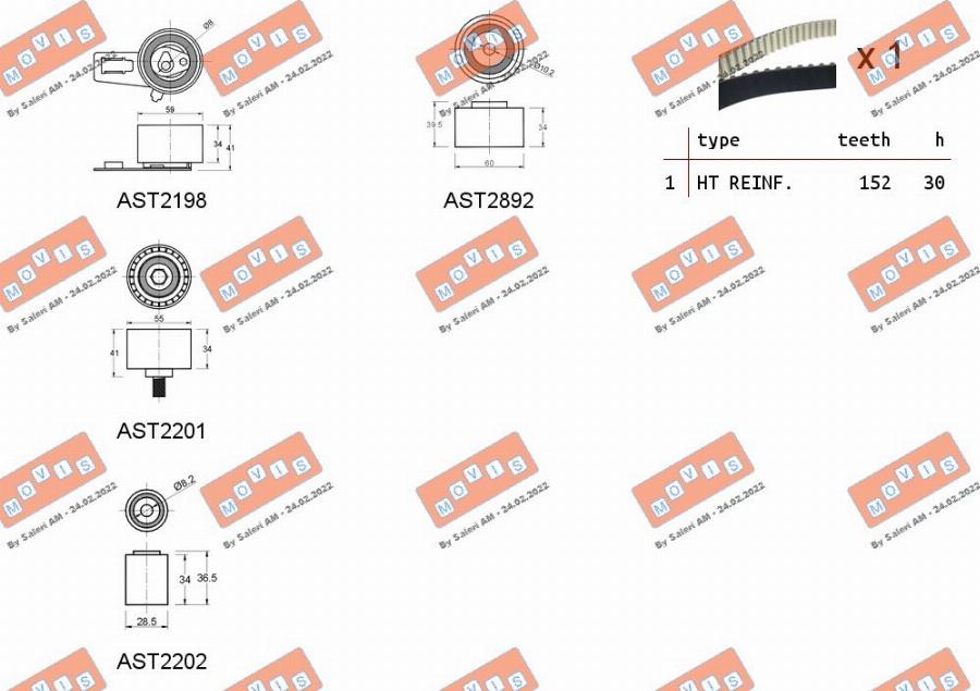 MOVIS ASTK1117 - Комплект зубчатого ремня ГРМ autospares.lv