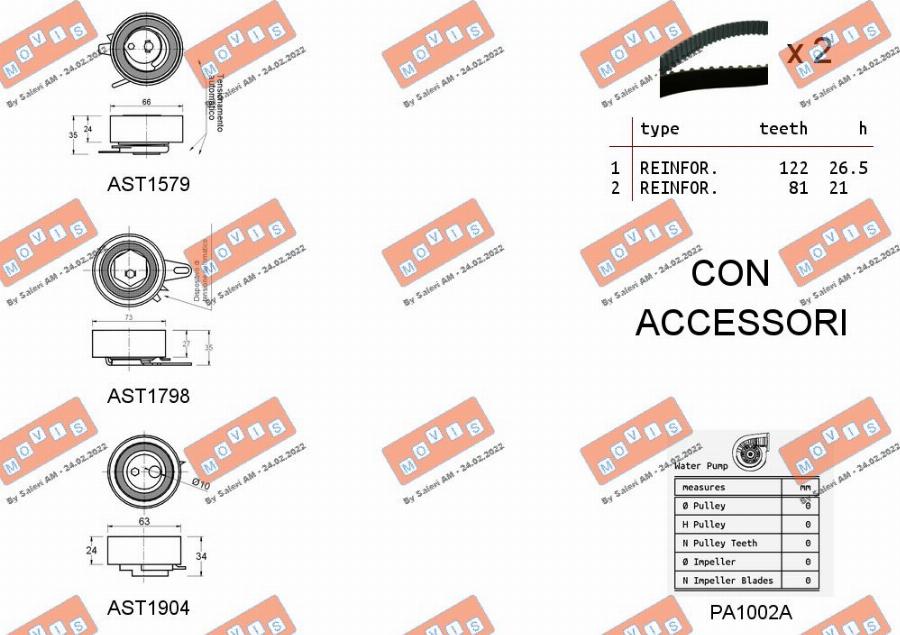 MOVIS ASTK1175PA - Водяной насос + комплект зубчатого ремня ГРМ autospares.lv