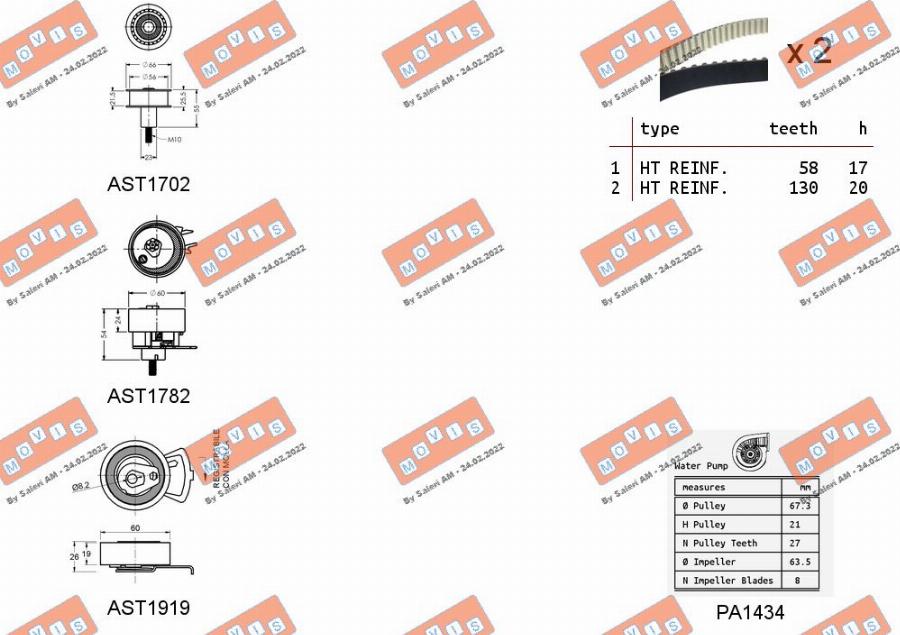 MOVIS ASTK1171PA - Водяной насос + комплект зубчатого ремня ГРМ autospares.lv