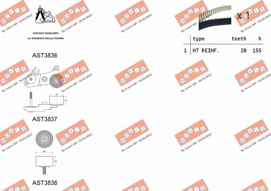 MOVIS ASTK1292 - Комплект зубчатого ремня ГРМ autospares.lv