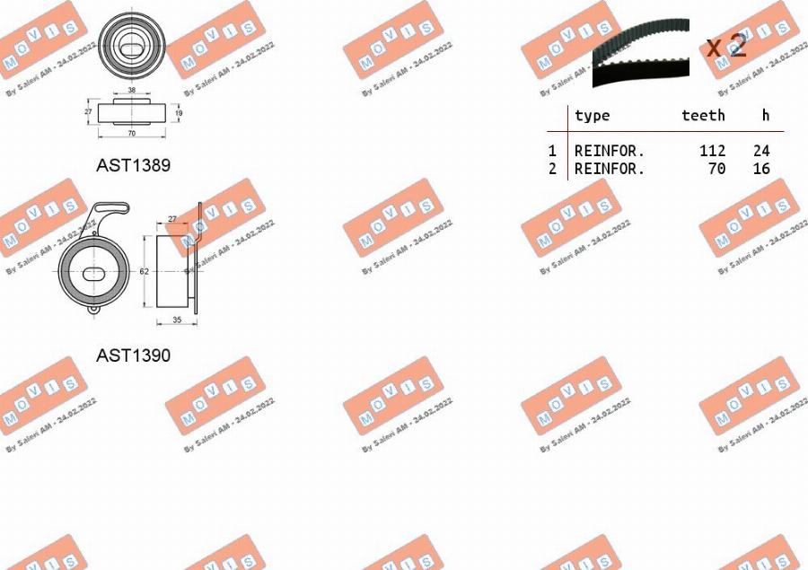 MOVIS ASTK1206 - Комплект зубчатого ремня ГРМ autospares.lv