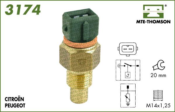 MTE-Thomson 3174 - Датчик, температура охлаждающей жидкости autospares.lv