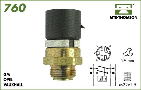 MTE-Thomson 760.95/105 - Термовыключатель, вентилятор радиатора / кондиционера autospares.lv