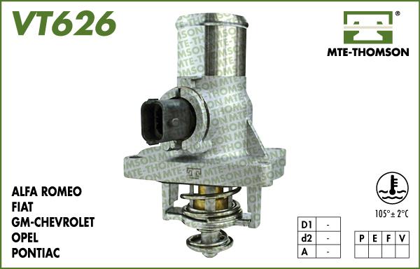 MTE-Thomson VT626.105 - Термостат охлаждающей жидкости / корпус autospares.lv