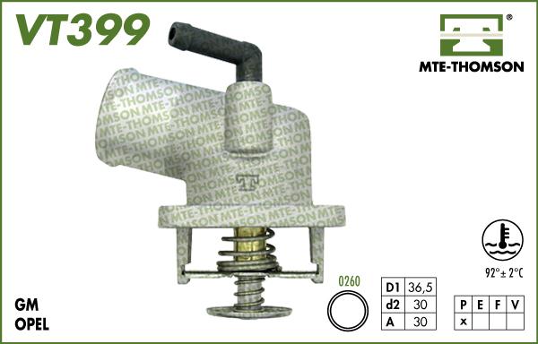 MTE-Thomson VT399.92 - Термостат охлаждающей жидкости / корпус autospares.lv