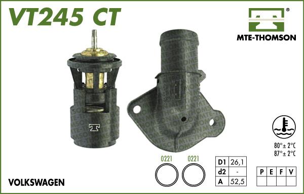 MTE-Thomson VT245.87CT - Термостат охлаждающей жидкости / корпус autospares.lv