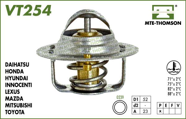 MTE-Thomson VT254.82 - Термостат охлаждающей жидкости / корпус autospares.lv