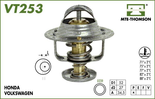 MTE-Thomson VT253.82 - Термостат охлаждающей жидкости / корпус autospares.lv