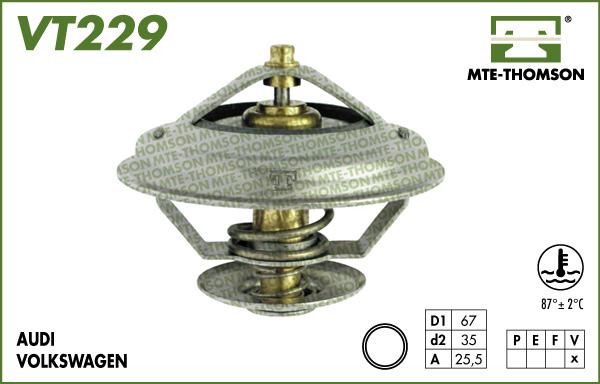 MTE-Thomson VT229.87 - Термостат охлаждающей жидкости / корпус autospares.lv