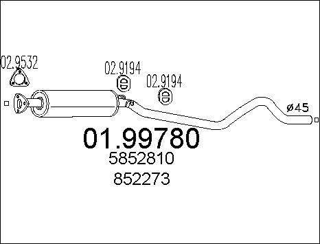 MTS 01.99780 - Средний глушитель выхлопных газов autospares.lv