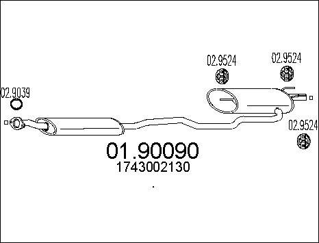 MTS 01.90090 - Глушитель выхлопных газов, конечный autospares.lv