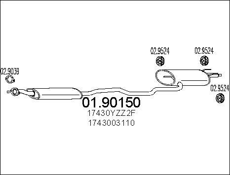 MTS 01.90150 - Глушитель выхлопных газов, конечный autospares.lv