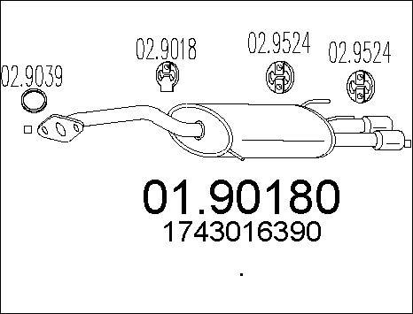 MTS 01.90180 - Глушитель выхлопных газов, конечный autospares.lv