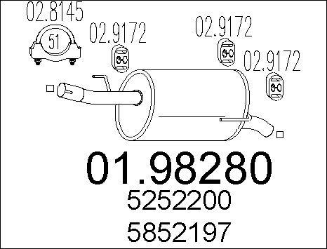MTS 01.98280 - Глушитель выхлопных газов, конечный autospares.lv