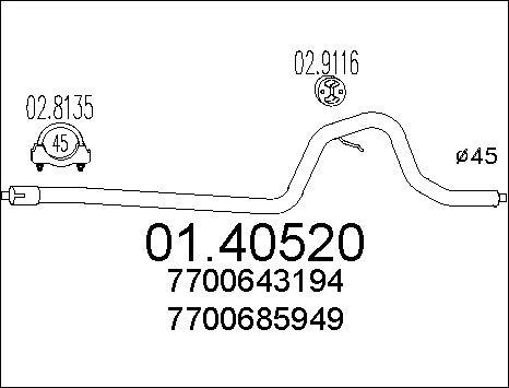 MTS 01.40520 - Труба выхлопного газа autospares.lv