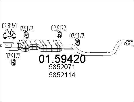 MTS 01.59420 - Средний глушитель выхлопных газов autospares.lv