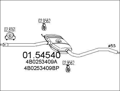 MTS 01.54540 - Средний глушитель выхлопных газов autospares.lv