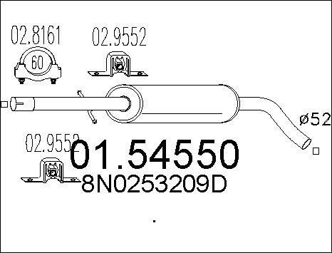 MTS 01.54550 - Средний глушитель выхлопных газов autospares.lv