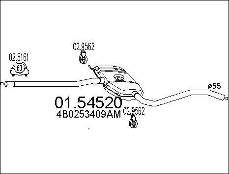 MTS 01.54520 - Средний глушитель выхлопных газов autospares.lv