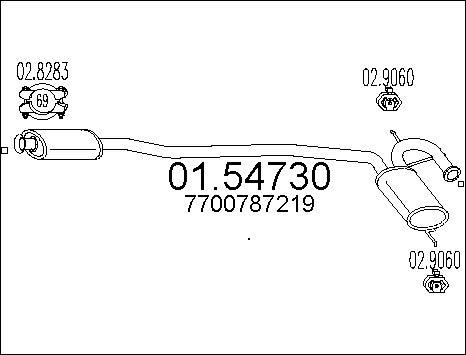 MTS 01.54730 - Средний глушитель выхлопных газов autospares.lv