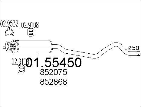 MTS 01.55450 - Средний глушитель выхлопных газов autospares.lv