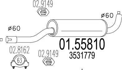 MTS 01.55810 - Средний глушитель выхлопных газов autospares.lv