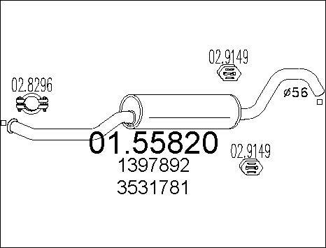 MTS 01.55820 - Средний глушитель выхлопных газов autospares.lv