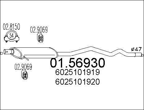 MTS 01.56930 - Средний глушитель выхлопных газов autospares.lv