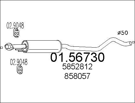 MTS 01.56730 - Средний глушитель выхлопных газов autospares.lv