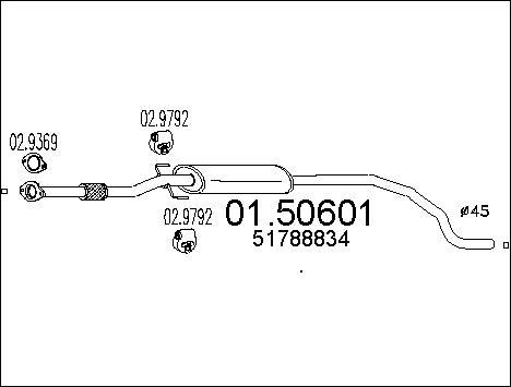 MTS 01.50601 - Средний глушитель выхлопных газов autospares.lv