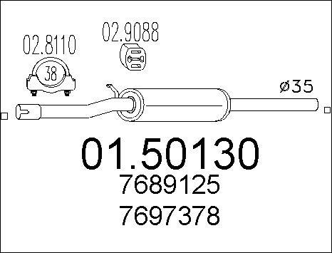 MTS 01.50130 - Средний глушитель выхлопных газов autospares.lv